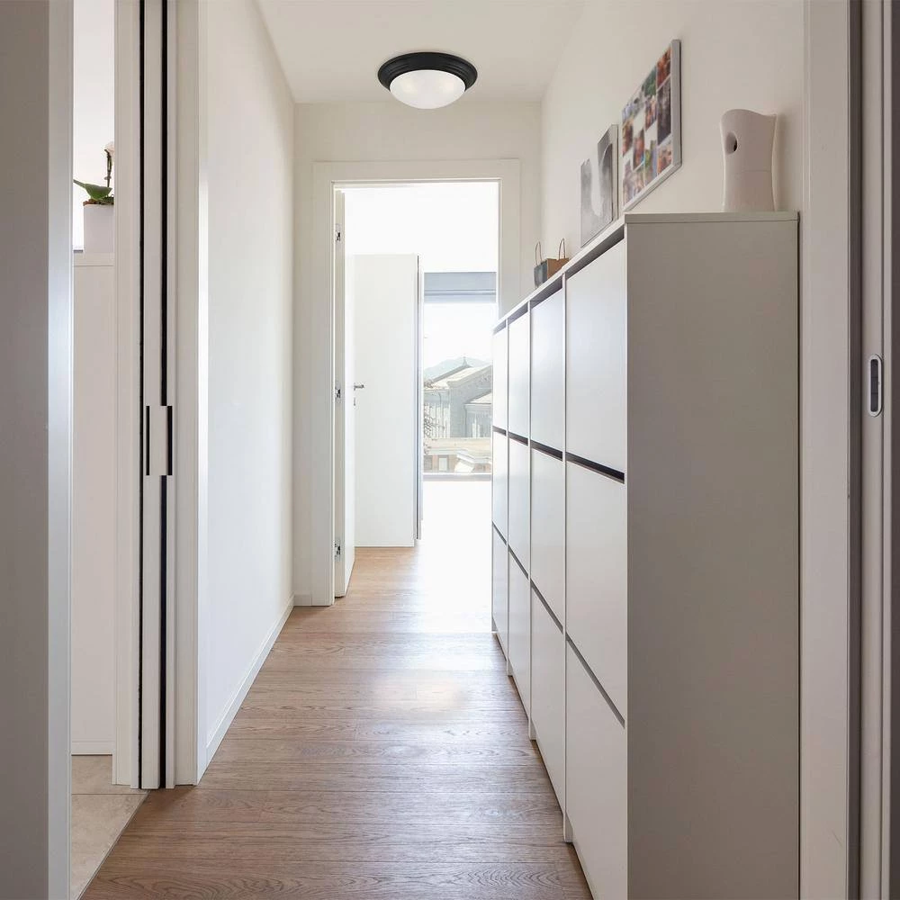 Tap 14 in. 2-Light Matte Black Flush Mount with Etched Glass Shade by Designers Fountain 8 Tap 14 in. 2-Light Matte Black Flush Mount with Etched Glass Shade by Designers Fountain - Image 6