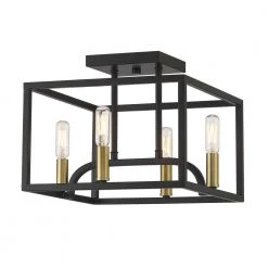 12 in. Uptown 4-Light Matte Black Ceiling Light Semi Flush Mount by Designers Fountain