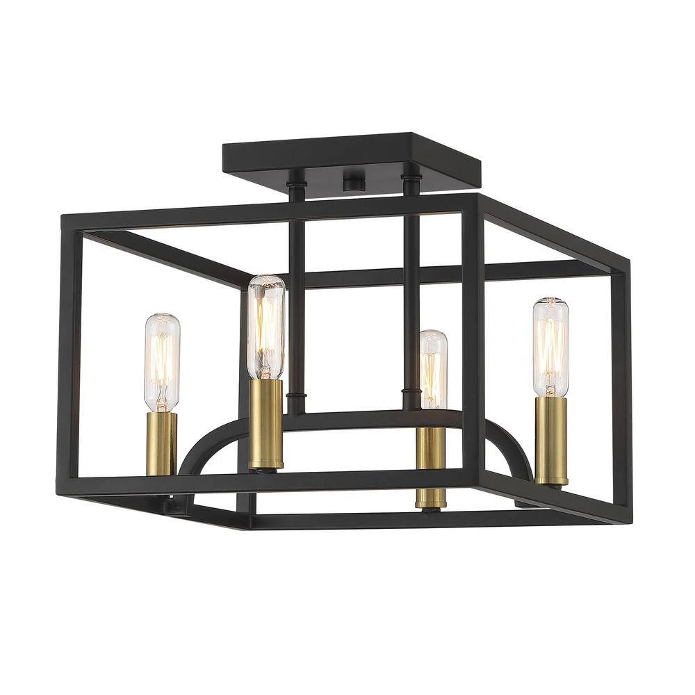 12 in. Uptown 4-Light Matte Black Ceiling Light Semi Flush Mount by Designers Fountain 3 12 in. Uptown 4-Light Matte Black Ceiling Light Semi Flush Mount by Designers Fountain