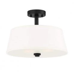 15 in. Studio 2-Light Matte Black Ceiling Light Semi Flush Mount by Designers Fountain