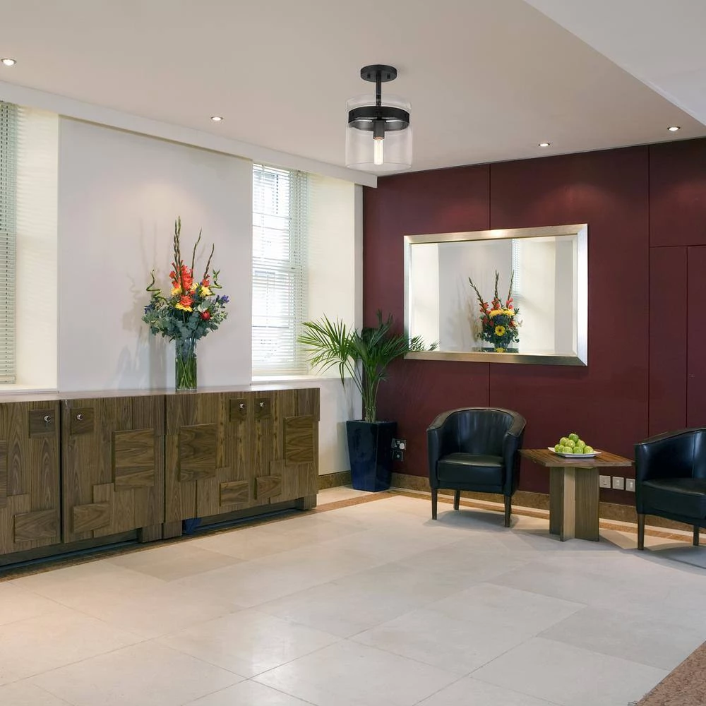 9 in. Midnight LA 1-Light Matte Black Ceiling Light Semi Flush Mount by Designers Fountain 4 9 in. Midnight LA 1-Light Matte Black Ceiling Light Semi Flush Mount by Designers Fountain - Image 2