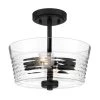 Ingo 12 in. 2-Light Matte Black Ceiling Light Semi-Flush Mount with Clear Ribbed Glass Shade by Designers Fountain -Designers Fountain Shop matte black designers fountain flush mount lights d230m sf mb 64 1000