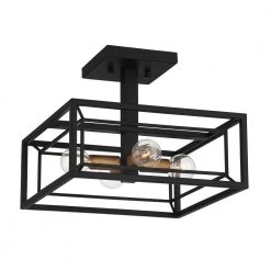12 in. Within 4-Light Matte Black Ceiling Light Semi Flush Mount by Designers Fountain
