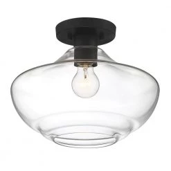 Emma 12 in. 1-Light Matte Black Semi Flush Mount by Designers Fountain