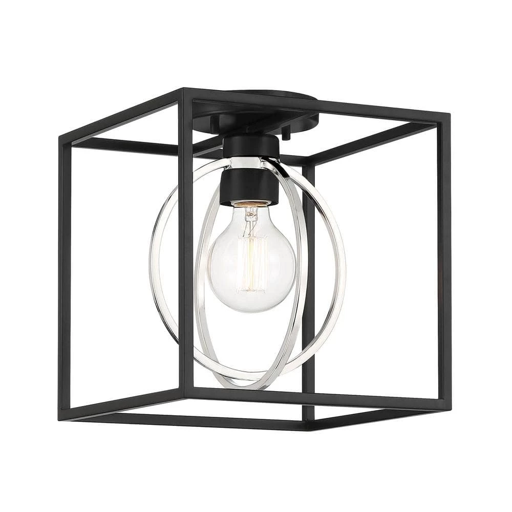 10 in. Kew Gardens 1-Light Matte Black Ceiling Light Semi Flush Mount by Designers Fountain 3 10 in. Kew Gardens 1-Light Matte Black Ceiling Light Semi Flush Mount by Designers Fountain