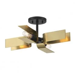 U Turn 18.5 in. 4-Light Matte Black Semi-Flush Mount by Designers Fountain