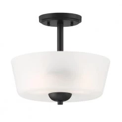Malone 12 in. 2-Light Matte Black Semi-Flush Mount by Designers Fountain