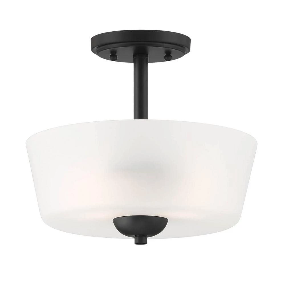 Malone 12 in. 2-Light Matte Black Semi-Flush Mount by Designers Fountain 3 Malone 12 in. 2-Light Matte Black Semi-Flush Mount by Designers Fountain