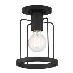 Tafo 7 in. 1 Light Matte Black Semi Flush Mount by Designers Fountain