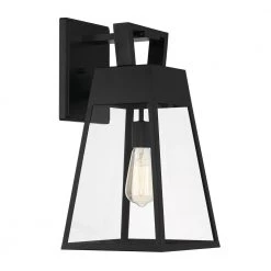 Cooper 18 in. Matte Black 1-Light Outdoor Wall Lamp with Clear Glass Shade by Designers Fountain