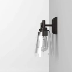Westin 15 in. 2-Light Matte Black Modern Industrial Bathroom Vanity Light with Clear Glass Shades by Designers Fountain -Designers Fountain Shop matte black designers fountain vanity lighting 95702 mb 1f 1000