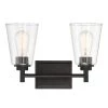 Westin 15 in. 2-Light Matte Black Modern Industrial Bathroom Vanity Light with Clear Glass Shades by Designers Fountain 1 Westin 15 in. 2-Light Matte Black Modern Industrial Bathroom Vanity Light with Clear Glass Shades by Designers Fountain -Designers Fountain Shop matte black designers fountain vanity lighting 95702 mb 64 1000