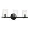 24.75 in. Matteson 3-Light Matte Black Industrial Bathroom Vanity Light with Clear Seedy Glass Shades by Designers Fountain -Designers Fountain Shop matte black designers fountain vanity lighting 95803 mb 64 1000