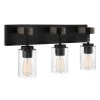 24 in. Fulton 3-Light Matte Black Industrial Bathroom Vanity Light with Clear Seedy Glass Shades by Designers Fountain -Designers Fountain Shop matte black designers fountain vanity lighting d202m 3b mb 64 1000