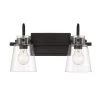 16 in. Inwood 2-Light Matte Black Modern Wall Mount Sconce Light with Clear Glass Shades by Designers Fountain 2 16 in. Inwood 2-Light Matte Black Modern Wall Mount Sconce Light with Clear Glass Shades by Designers Fountain -Designers Fountain Shop matte black designers fountain vanity lighting d214m 2b mb 64 1000