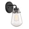 5 in. Elliott 1-Light Matte Black Industrial Wall Mount Sconce Light with Clear Glass Shade by Designers Fountain
