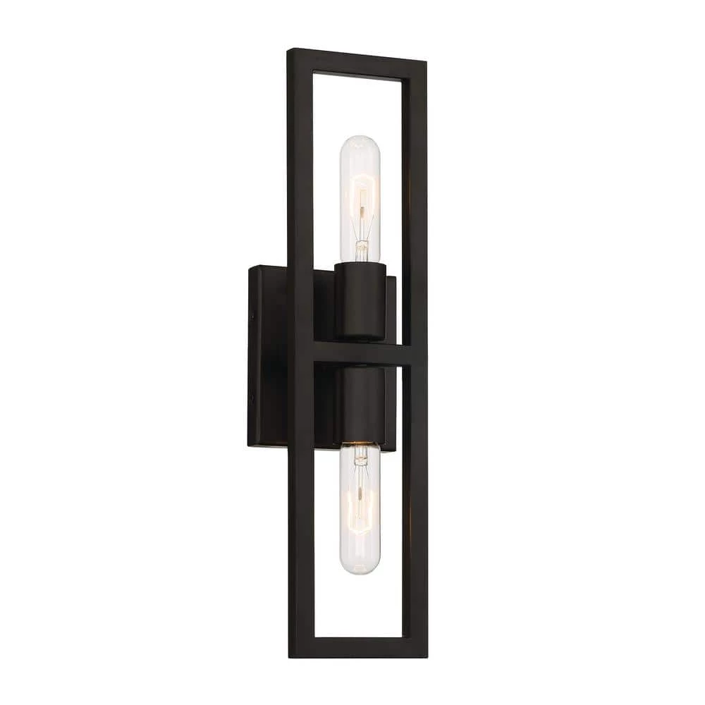 4.75 in. Urban Oasis 2-Light Matte Black Modern Wall Mount Sconce Light by Designers Fountain 3 4.75 in. Urban Oasis 2-Light Matte Black Modern Wall Mount Sconce Light by Designers Fountain