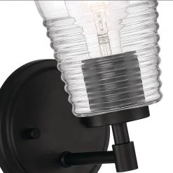 Ingo 5 in. 1-Light Matte Black Modern Wall Mount Sconce Light with Clear Ribbed Glass Shade by Designers Fountain -Designers Fountain Shop matte black designers fountain vanity lighting d230m 1b mb c3 1000