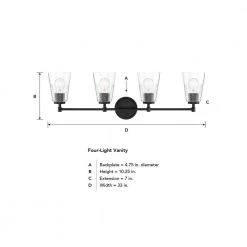 Ingo 33.5 in. 4-Light Matte Black Modern Bathroom Vanity Light with Clear Ribbed Glass Shade by Designers Fountain -Designers Fountain Shop matte black designers fountain vanity lighting d230m 4b mb 40 1000