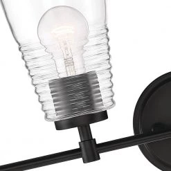 Ingo 33.5 in. 4-Light Matte Black Modern Bathroom Vanity Light with Clear Ribbed Glass Shade by Designers Fountain -Designers Fountain Shop matte black designers fountain vanity lighting d230m 4b mb c3 1000