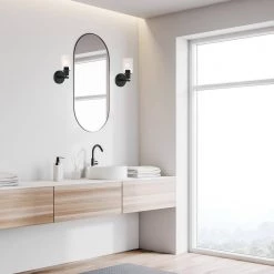 5 in. Cedar Lane 1-Light Matte Black Modern Wall Mount Sconce Light with Two-Tone Glass Shade by Designers Fountain -Designers Fountain Shop matte black designers fountain vanity lighting d236m 1b mb 44 1000