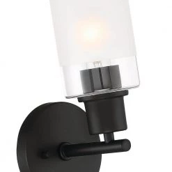 5 in. Cedar Lane 1-Light Matte Black Modern Wall Mount Sconce Light with Two-Tone Glass Shade by Designers Fountain -Designers Fountain Shop matte black designers fountain vanity lighting d236m 1b mb 4f 1000