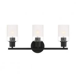 22 in. Cedar Lane 3-Light Matte Black Modern Bathroom Vanity Light with Two-Tone Glass Shades by Designers Fountain