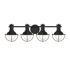 31 in. Dalton 4-Light Matte Black Industrial Bathroom Vanity Light by Designers Fountain
