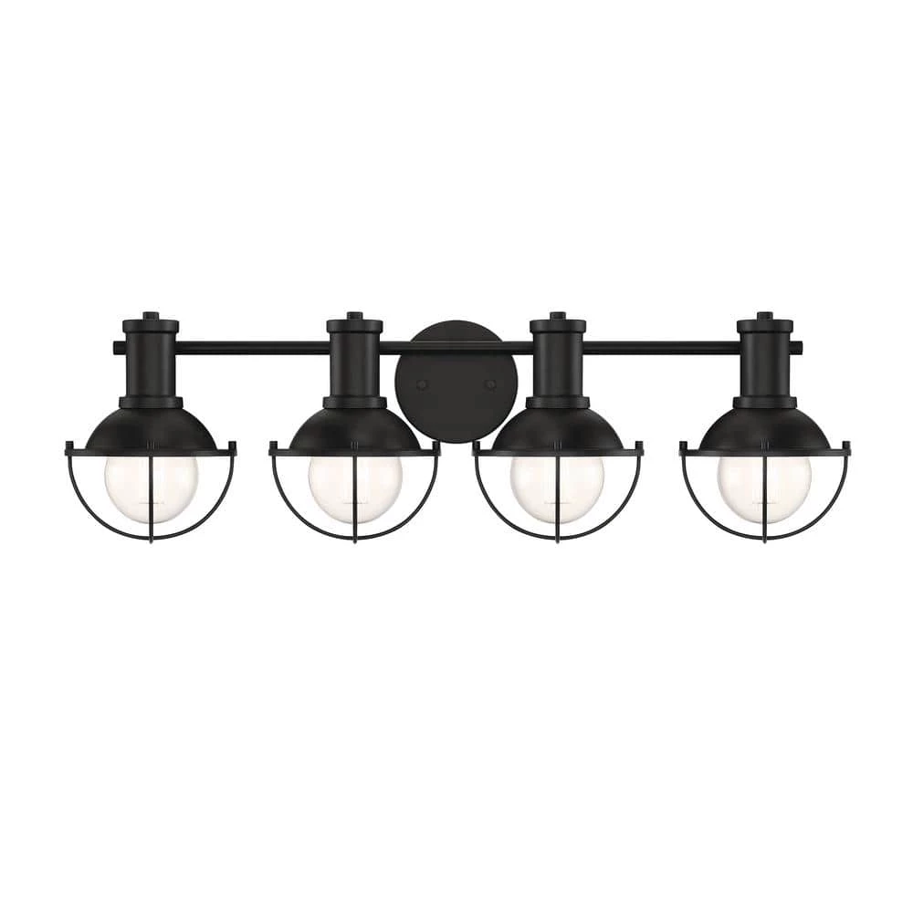31 in. Dalton 4-Light Matte Black Industrial Bathroom Vanity Light by Designers Fountain 3 31 in. Dalton 4-Light Matte Black Industrial Bathroom Vanity Light by Designers Fountain