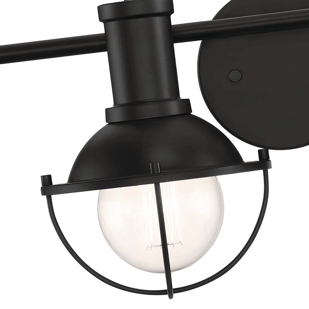 31 in. Dalton 4-Light Matte Black Industrial Bathroom Vanity Light by Designers Fountain 4 31 in. Dalton 4-Light Matte Black Industrial Bathroom Vanity Light by Designers Fountain - Image 2
