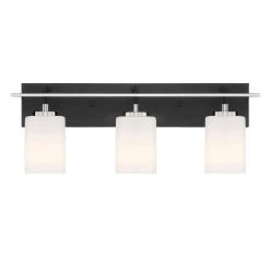 24 in. Prince St 3-Light Matte Black Modern Bathroom Vanity Light with Etched Opal Glass Shades by Designers Fountain 12 24 in. Prince St 3-Light Matte Black Modern Bathroom Vanity Light with Etched Opal Glass Shades by Designers Fountain -Designers Fountain Shop matte black designers fountain vanity lighting d250m 3b mb 4f 1000