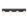 33 in. Prince St. 4-Light Matte Black Modern Bathroom Vanity Light with Etched Glass Shades by Designers Fountain -Designers Fountain Shop matte black designers fountain vanity lighting d250m 4b mb 64 1000