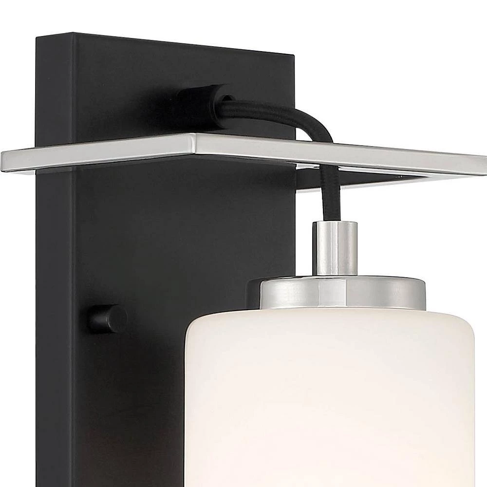 6 in. Prince St. 1-Light Matte Black Modern Wall Mount Sconce Light with Etched Glass Shade by Designers Fountain 8 6 in. Prince St. 1-Light Matte Black Modern Wall Mount Sconce Light with Etched Glass Shade by Designers Fountain - Image 6
