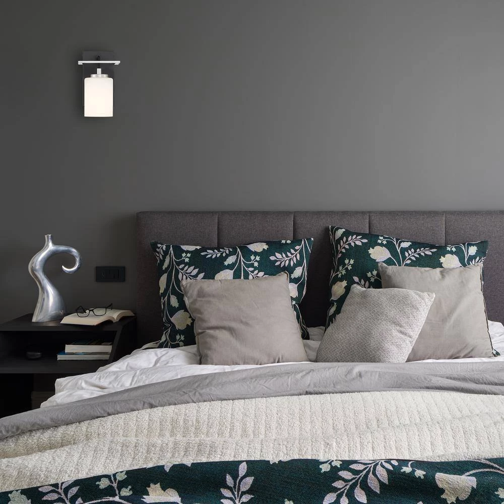 6 in. Prince St. 1-Light Matte Black Modern Wall Mount Sconce Light with Etched Glass Shade by Designers Fountain 5 6 in. Prince St. 1-Light Matte Black Modern Wall Mount Sconce Light with Etched Glass Shade by Designers Fountain - Image 3