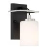 6 in. Prince St. 1-Light Matte Black Modern Wall Mount Sconce Light with Etched Glass Shade by Designers Fountain -Designers Fountain Shop matte black designers fountain vanity lighting d250m ws mb 64 1000