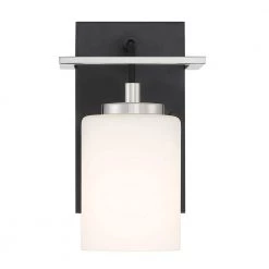 6 in. Prince St. 1-Light Matte Black Modern Wall Mount Sconce Light with Etched Glass Shade by Designers Fountain 12 6 in. Prince St. 1-Light Matte Black Modern Wall Mount Sconce Light with Etched Glass Shade by Designers Fountain -Designers Fountain Shop matte black designers fountain vanity lighting d250m ws mb c3 1000