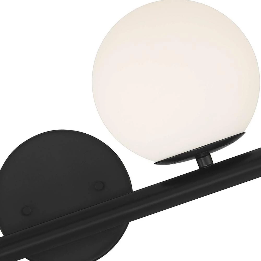 16.25 in. Crown Heights 2-Light Matte Black Contemporary Bathroom Vanity Light with Etched Opal Glass Shades by Designers Fountain 7 16.25 in. Crown Heights 2-Light Matte Black Contemporary Bathroom Vanity Light with Etched Opal Glass Shades by Designers Fountain - Image 5
