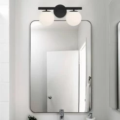 16.25 in. Crown Heights 2-Light Matte Black Contemporary Bathroom Vanity Light with Etched Opal Glass Shades by Designers Fountain 11 16.25 in. Crown Heights 2-Light Matte Black Contemporary Bathroom Vanity Light with Etched Opal Glass Shades by Designers Fountain -Designers Fountain Shop matte black designers fountain vanity lighting d252c 2b mb 4f 1000