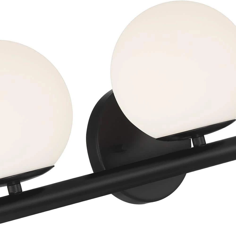 25 in. Crown Heights 3-Light Matte Black Contemporary Bathroom Vanity Light with Etched Glass Shades by Designers Fountain 8 25 in. Crown Heights 3-Light Matte Black Contemporary Bathroom Vanity Light with Etched Glass Shades by Designers Fountain - Image 6