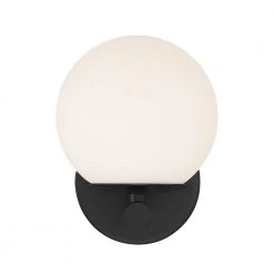 6 in. Crown Heights 1-Light Matte Black Contemporary Wall Mount Sconce Light with Etched Opal Glass Shade by Designers Fountain -Designers Fountain Shop matte black designers fountain vanity lighting d252c ws mb 1f 1000