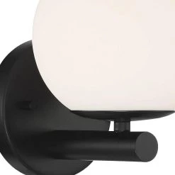 6 in. Crown Heights 1-Light Matte Black Contemporary Wall Mount Sconce Light with Etched Opal Glass Shade by Designers Fountain -Designers Fountain Shop matte black designers fountain vanity lighting d252c ws mb 44 1000