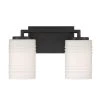 14.25 in. Leavenworth 2-Light Matte Black Modern Vanity Light with Etched Opal Ribbed Glass Shades by Designers Fountain -Designers Fountain Shop matte black designers fountain vanity lighting d257m 2b mb 64 1000