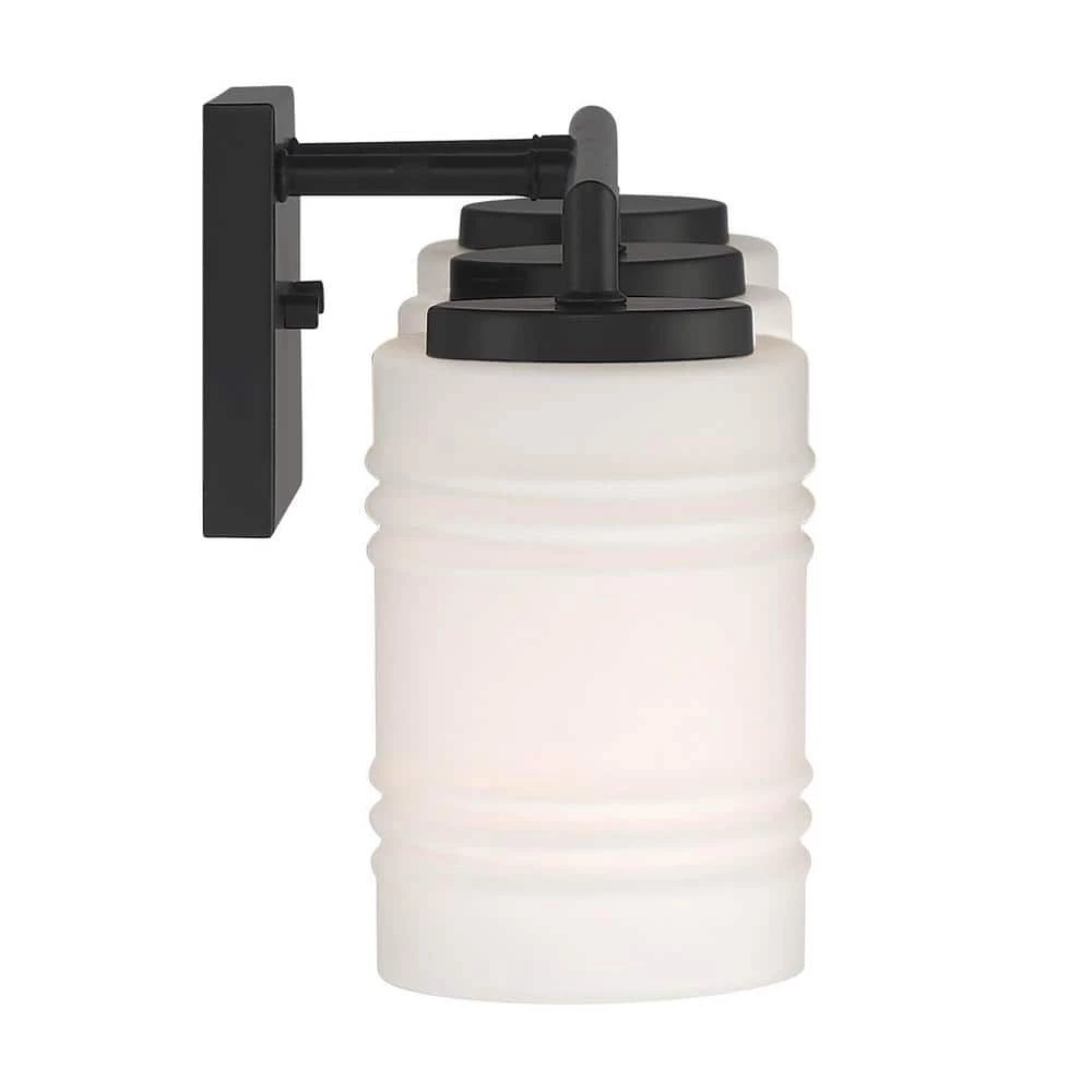 23.5 in. Leavenworth 3-Light Matte Black Modern Bathroom Vanity Light with Etched Opal Glass Shades by Designers Fountain 10 23.5 in. Leavenworth 3-Light Matte Black Modern Bathroom Vanity Light with Etched Opal Glass Shades by Designers Fountain - Image 8