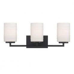 23.5 in. Leavenworth 3-Light Matte Black Modern Bathroom Vanity Light with Etched Opal Glass Shades by Designers Fountain 17 23.5 in. Leavenworth 3-Light Matte Black Modern Bathroom Vanity Light with Etched Opal Glass Shades by Designers Fountain -Designers Fountain Shop matte black designers fountain vanity lighting d257m 3b mb c3 1000