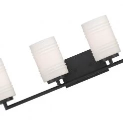 33 in. Leavenworth 4-Light Matte Black Modern Bathroom Vanity Light with Etched Glass Shades by Designers Fountain 13 33 in. Leavenworth 4-Light Matte Black Modern Bathroom Vanity Light with Etched Glass Shades by Designers Fountain -Designers Fountain Shop matte black designers fountain vanity lighting d257m 4b mb 1f 1000