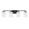 33 in. Leavenworth 4-Light Matte Black Modern Bathroom Vanity Light with Etched Glass Shades by Designers Fountain -Designers Fountain Shop matte black designers fountain vanity lighting d257m 4b mb 64 1000