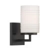 4.75 in. Leavenworth 1-Light Matte Black Modern Wall Mount Sconce Light with Etched Opal Glass Shade by Designers Fountain -Designers Fountain Shop matte black designers fountain vanity lighting d257m ws mb 64 1000