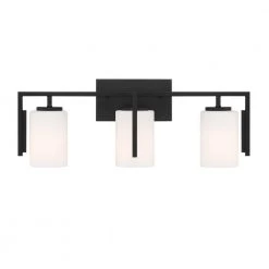 24 in. Cambria 3-Light Matte Black Modern Bathroom Vanity Light with Etched Glass Shades by Designers Fountain -Designers Fountain Shop matte black designers fountain vanity lighting d258m 3b mb 1f 1000