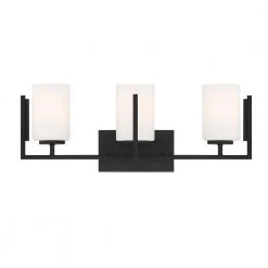 24 in. Cambria 3-Light Matte Black Modern Bathroom Vanity Light with Etched Glass Shades by Designers Fountain -Designers Fountain Shop matte black designers fountain vanity lighting d258m 3b mb c3 1000