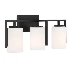 24 in. Cambria 3-Light Matte Black Modern Bathroom Vanity Light with Etched Glass Shades by Designers Fountain -Designers Fountain Shop matte black designers fountain vanity lighting d258m 3b mb fa 1000